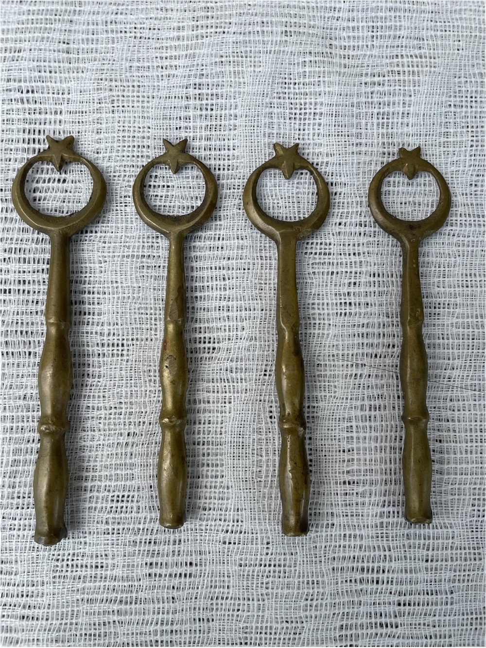4 Ottoman Star & Crescent Brass Skewer Handles - Picture 8 of 8
